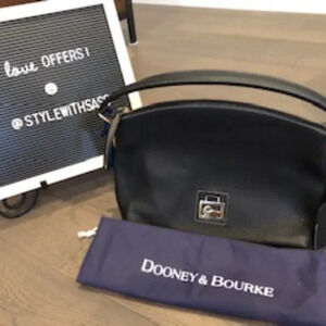 Dooney & Bourke Pebble Grain Leather Handbag w Gold Metal Hardware Black NWOT